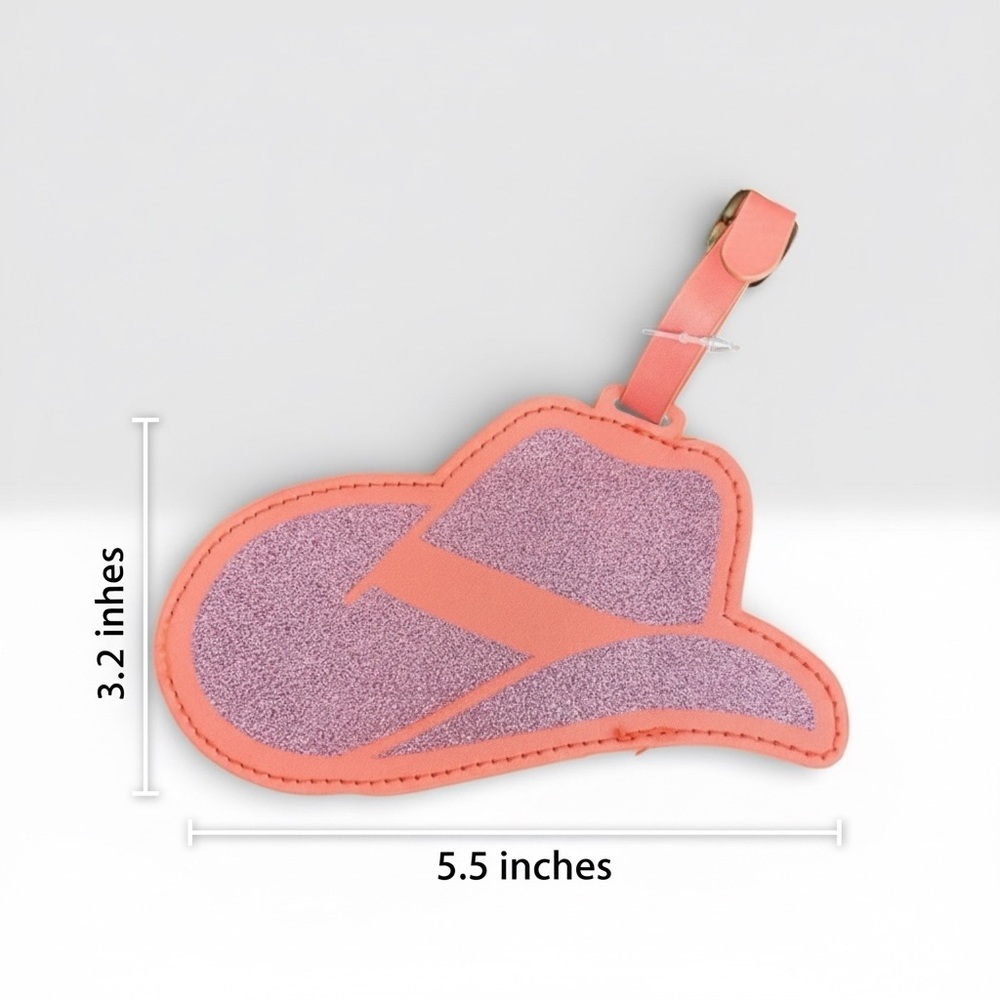 NWT Set of two pink glittery cowboy hat luggage tags - Picture 5 of 5